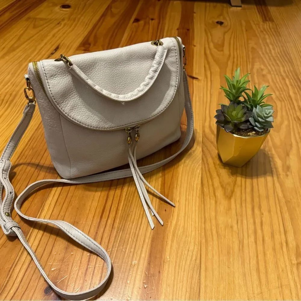 HOBO Fern Top Handle Satchel White Leather Crossbody Bag Convertible Handbag